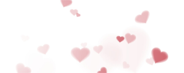 Beautiful background of hearts for mother's day, birthday, valentine's day. Romantic design element about love, blurred hearts on transparent background, vector, png.	
