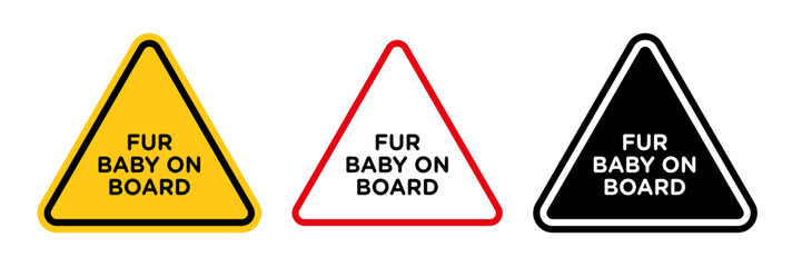 Fur baby on board signs collection Silhouette flat icon design element.