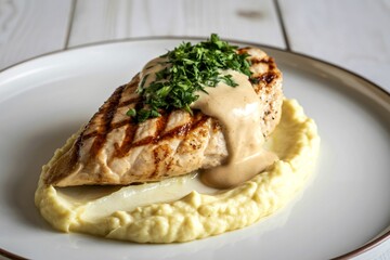 a gourmet dish on a ceramic plate