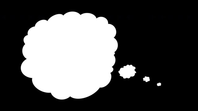 Thinking cartoon cloud animation with alpha channel ,comic-style bubble perfect for text, 4K video.