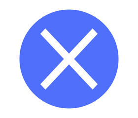 Obraz premium white close tab cancel symbol inside blue circle for web app website logo design