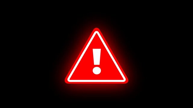 Warning Alert Triangle Icon Animation with Exclamation Mark for Caution, Danger, and Important Notice alpha black background