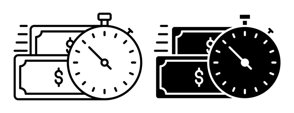 Linear icon. Time to make money. Simple vector isolated on white background
