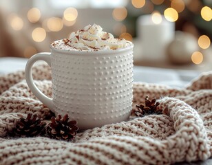 Bright Christmas home interior with soft window light, festive decorations, and a cozy winter holiday atmosphere.