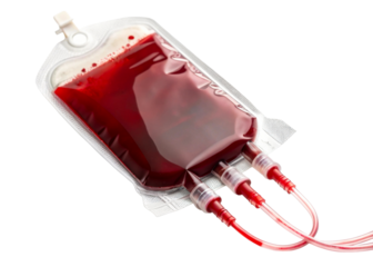 Medical blood bag with tubes for transfusion or donation, representing healthcare and lifesaving procedures for hospitals and laboratories.