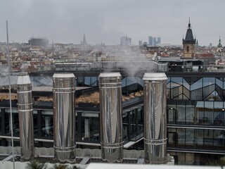 panorama of prague city center roofs