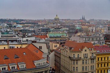 panorama of prague city center roofs