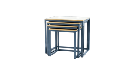 Nested Tables with Blue Frames on White Background
