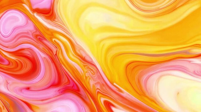 Abstract fluid art background vibrant orange yellow pink swirl texture liquid marble design modern wallpaper dynamic colorful motion graphic backdrop digital paint flow