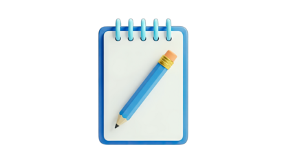 Notebook with Pencil on White Background