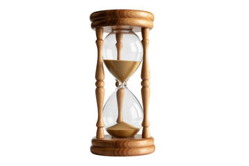 Wooden hourglass with sand isolated on a transparent background timer clock