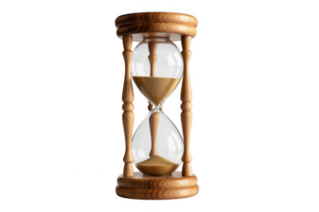 Wooden hourglass with sand isolated on a transparent background timer clock