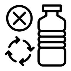 Non Recyclable Plastic Bottle Warning Icon