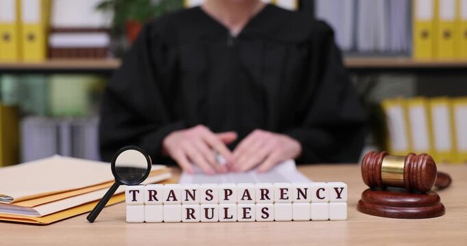Courtroom procedures highlight transparency in legal rules during a judicial session taking place in a bustling law office environment
