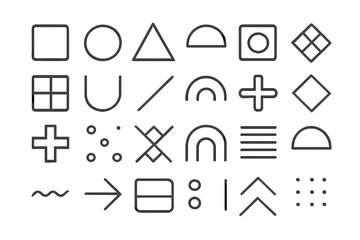 Minimalist geometric abstract line icons set of simple shapes