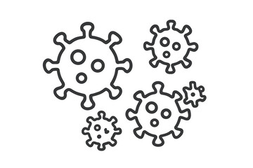 Stylized microbe icons set in clean black outline style