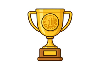Golden first place trophy cup with single medal icon
