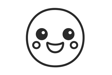Minimalist outline of a cheerful face with blush circles