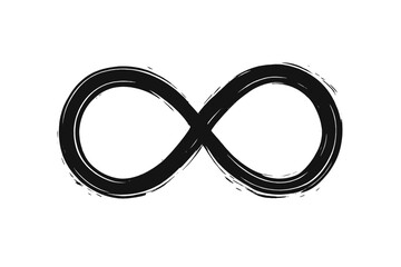Grunge textured infinity symbol hand drawn with rough brush stroke