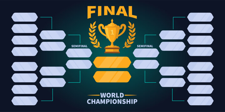 World championship playoffs bracket with trophy in semifinal stage
