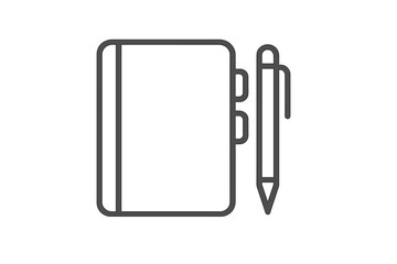 Closed journal or daily planner outline symbol with a writing pen