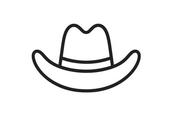 Simple line art icon of a classic western cowboy hat with a wide brim and band