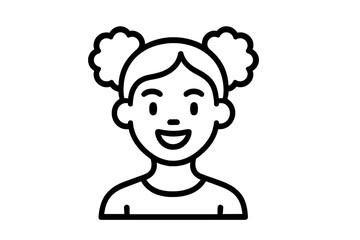 Smiling young person avatar profile with two hair buns