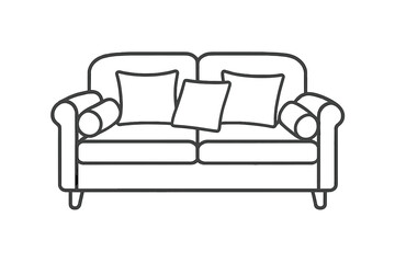 Comfortable two-seater sofa with decorative cushions and rolled armrests