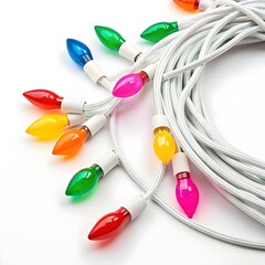 Decorative electric wire with colored bulbs