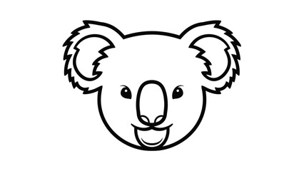 Obraz premium Cute koala face illustration in black and white, Generative AI.