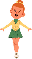 Figure Skater Girl Performing Spin Cartoon