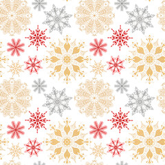 Background with delicate snowflakes for decorations. Seamless pattern. Christmas and New Year. For printing and textiles.