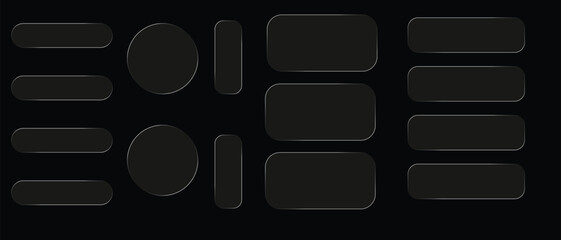 Liquid glass smartphone interface isolated. White ui light frame square and circle banner with shine stroke. Control center widget for smartphone and web app, vector illustration.
