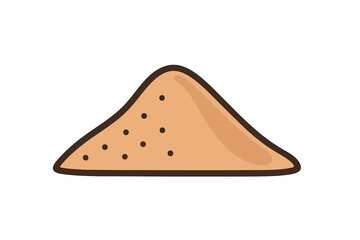 Simple stylized pile of brown granular material with texture dots isolated on white