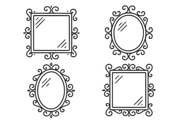 Elegant decorative mirrors set with vintage style frames and various shapes