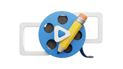 Film Reel Editing Concept with Pencil and Frames