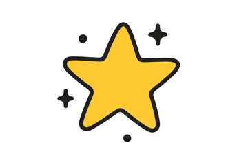 Bright shiny golden five pointed star icon symbol for rating and success concepts