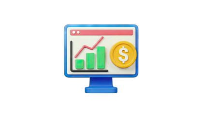 Financial Growth Chart on Computer Screen