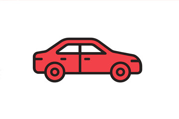 Red passenger sedan vehicle outline graphic for transport and delivery services