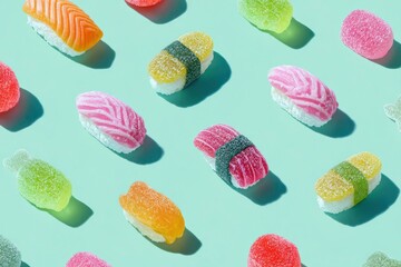 Pastel Candy Sushi Flatlay Concept