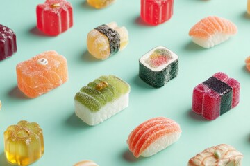 Minimalist Candy Sushi Flatlay Aesthetic