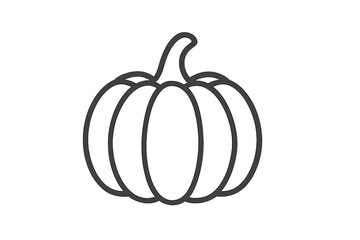 Simple outline icon of a round segmented pumpkin with stem