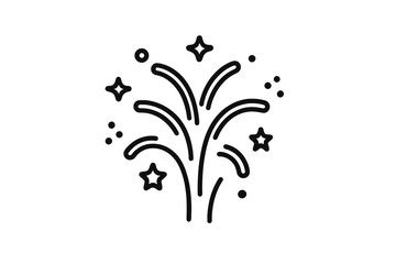Stylized firework explosion icon with stars and dots outline