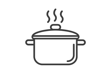 Steaming cooking pot simple outline icon featuring handles