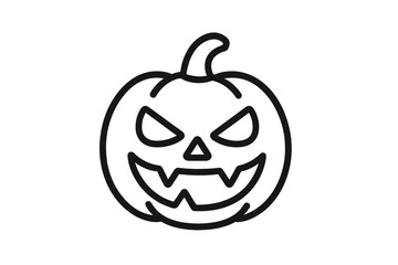 Outline icon of a scary carved pumpkin face for Halloween celebration