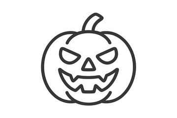Simple outline icon of a scary jack o lantern face