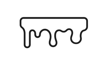 Simple black outline icon of dripping liquid or melting substance