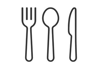 Simple outline icons of fork spoon and knife for dining concept