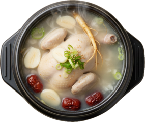 Traditional Korean Ginseng Chicken Soup Samgyetang