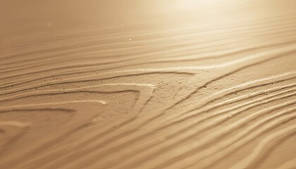 Golden Sand Dunes With Ripples Under Warm Sunlight And Dust Particles In The Air